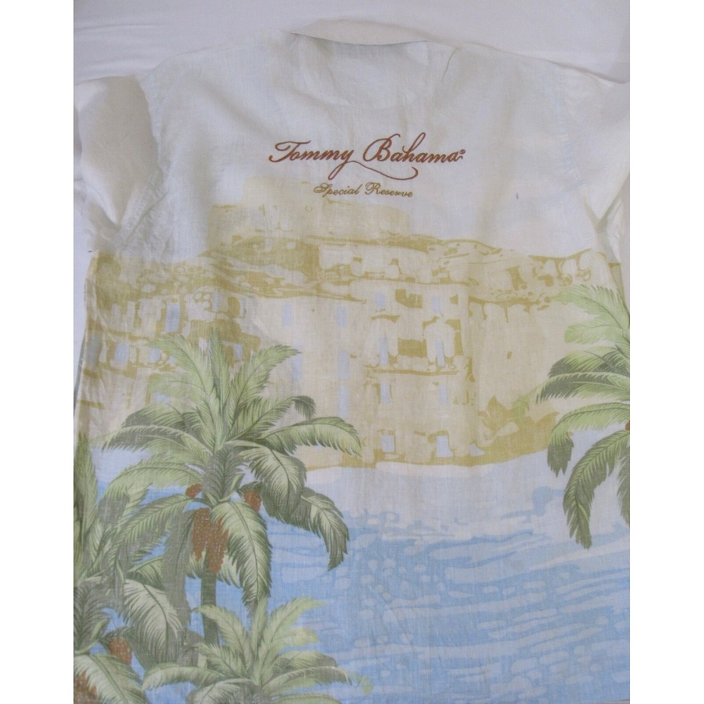 Tommy Bahama Special Reserve 100% Linen Shirt Embroidered Back Palm Cruise Sz L - Picture 11 of 16